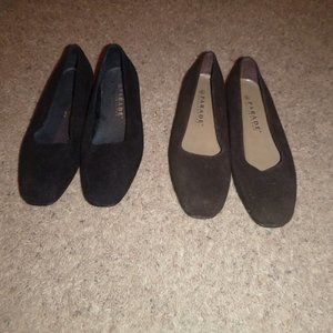 2 Pairs Women's Suede Low Healed Shoes